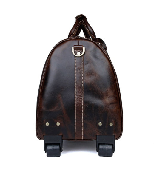 Large Capacity Cowhide Trolley Travel Bag - AMINXPRES