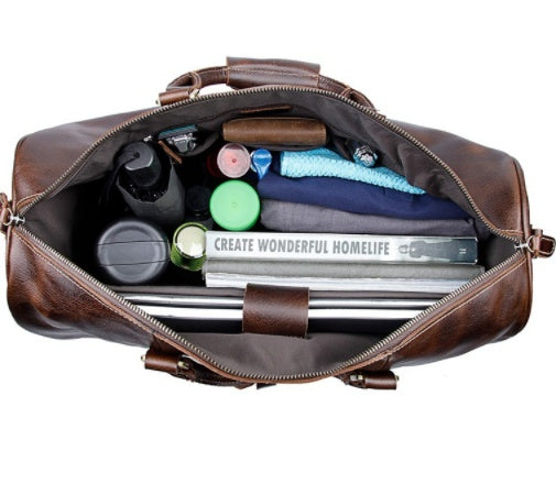 Large Capacity Cowhide Trolley Travel Bag - AMINXPRES