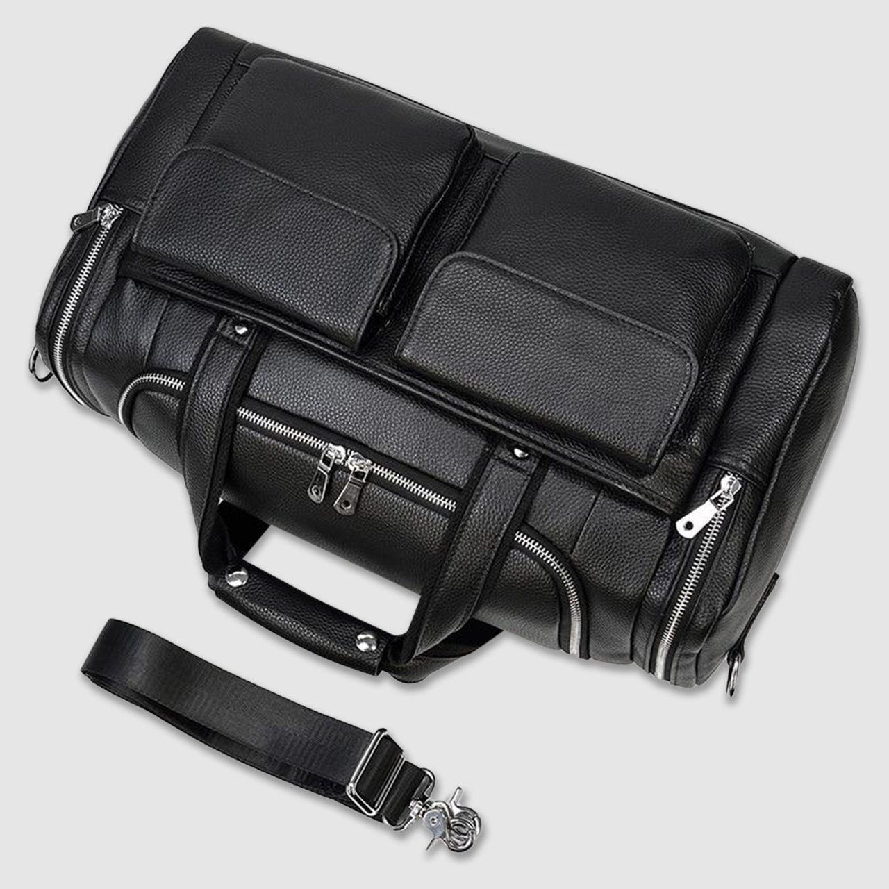 New Leather Men's Hand-Held Large-Capacity Short-Distance Travel Bag - AMINXPRES
