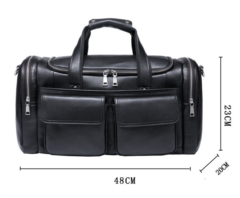 New Leather Men's Hand-Held Large-Capacity Short-Distance Travel Bag - AMINXPRES
