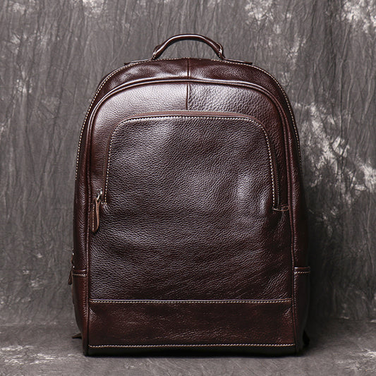Men's Leather Handbag Large Capacity Travel Backpack - AMINXPRES