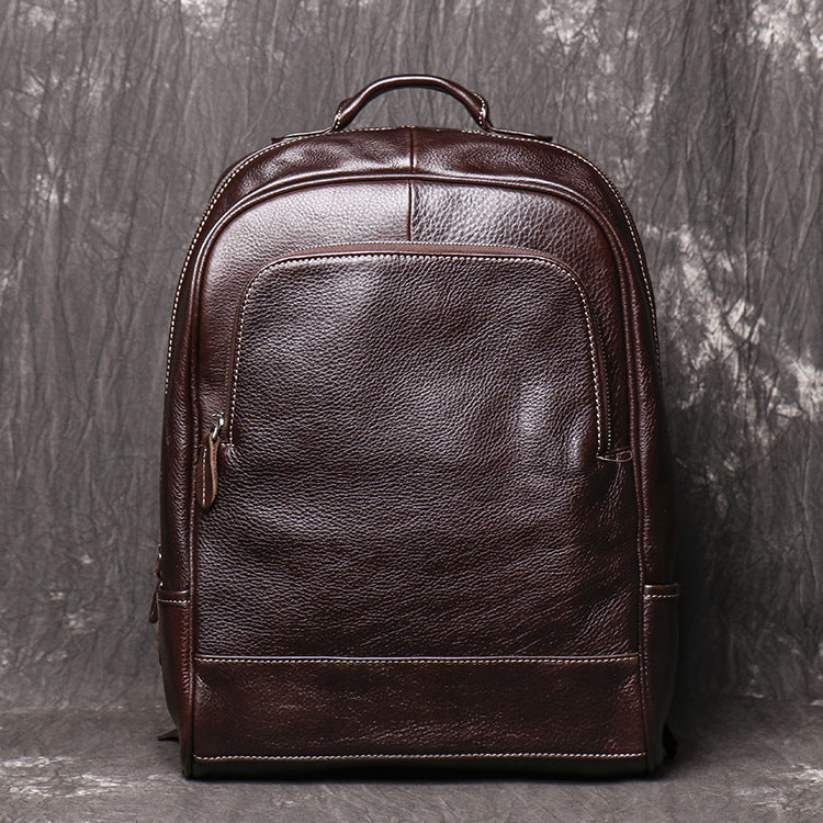 Men's Leather Handbag Large Capacity Travel Backpack - AMINXPRES