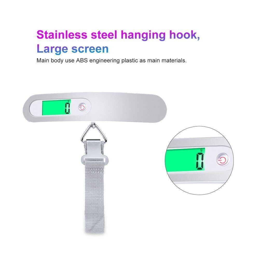 Portable LCD Digital Luggage Weight Scales Hanging Suitcase Baggage Travel Scale With Belt For Electronic Weight Tool 50kg 110lb - AMINXPRES