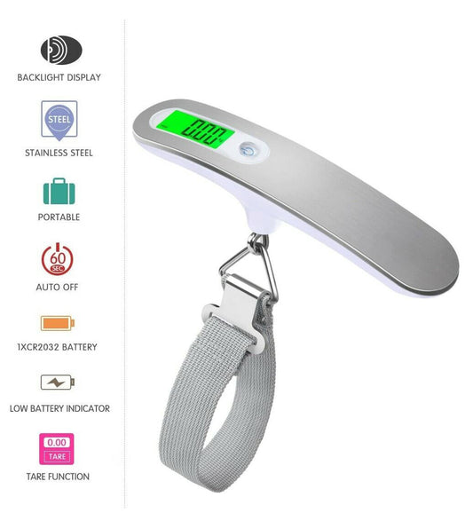 Portable LCD Digital Luggage Weight Scales Hanging Suitcase Baggage Travel Scale With Belt For Electronic Weight Tool 50kg 110lb - AMINXPRES