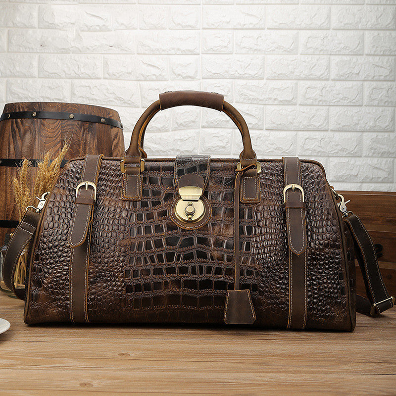 Trendy Cow European And American Men's Leather Pattern Travel Bag - AMINXPRES
